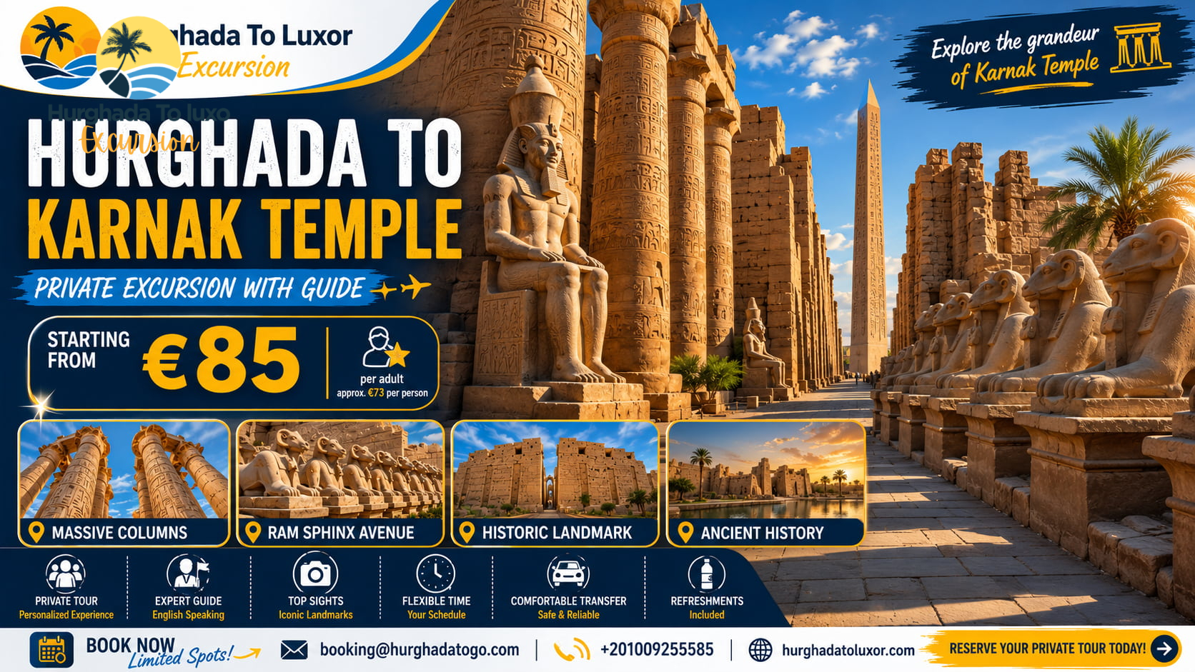 Hurghada to Karnak Temple Private Excursion with Guide