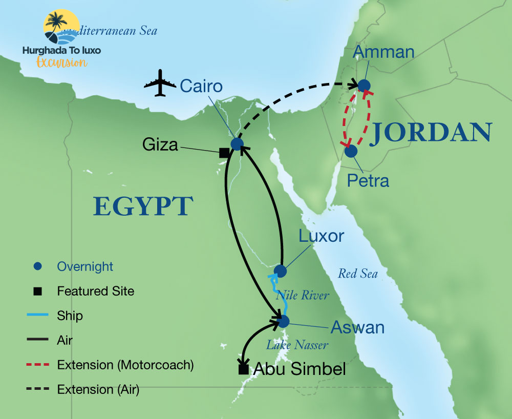 Map showing Sahl Hasheesh to Luxor across the Eastern Desert