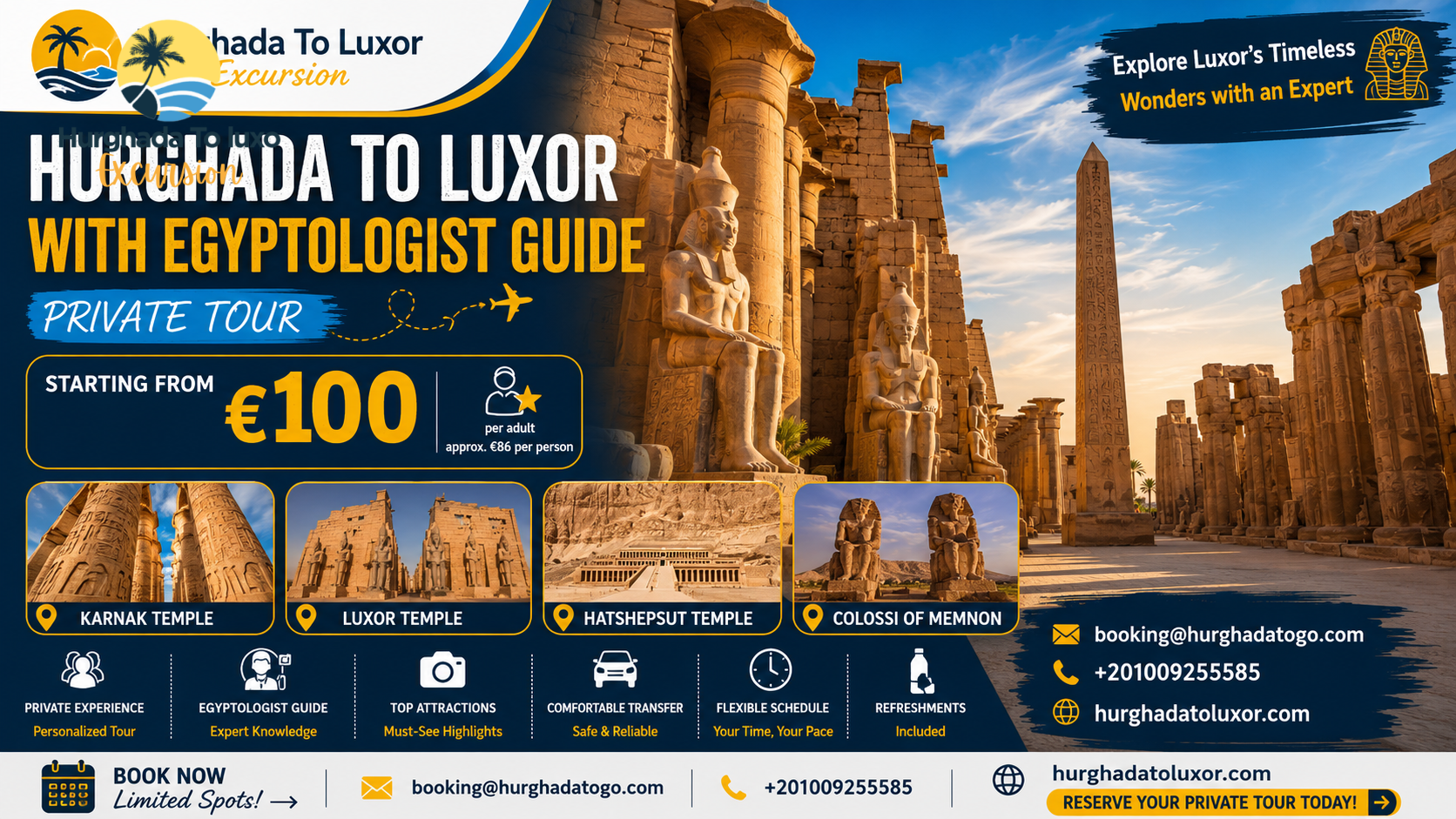 Hurghada to Luxor with Egyptologist Guide Private Tour